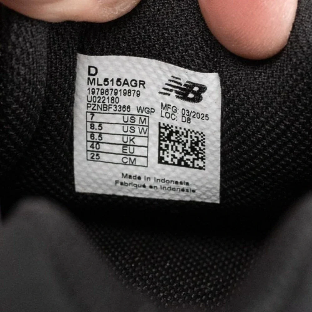 Men's Size 7 / Women's Size 8.5 New Balance ML515AGR Black Sneakers Shoes